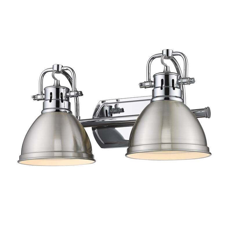 Duncan 2-Light Bath Vanity - Chrome with Pewter Shades
