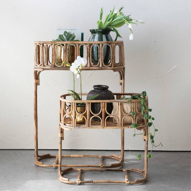 Handmade Woven Rattan Planters - 25.3"L x 11.5"W x 35.0"H
