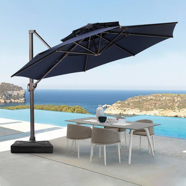 Shop Black Friday Deals On Crestlive Products Patio Luxury 12 Ft Double Top Round Offset Umbrella On Sale Overstock 31636635