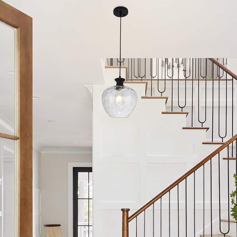 1-Light Modern Hammered clear Glass Pendant Light for Kitchen Island - N/A