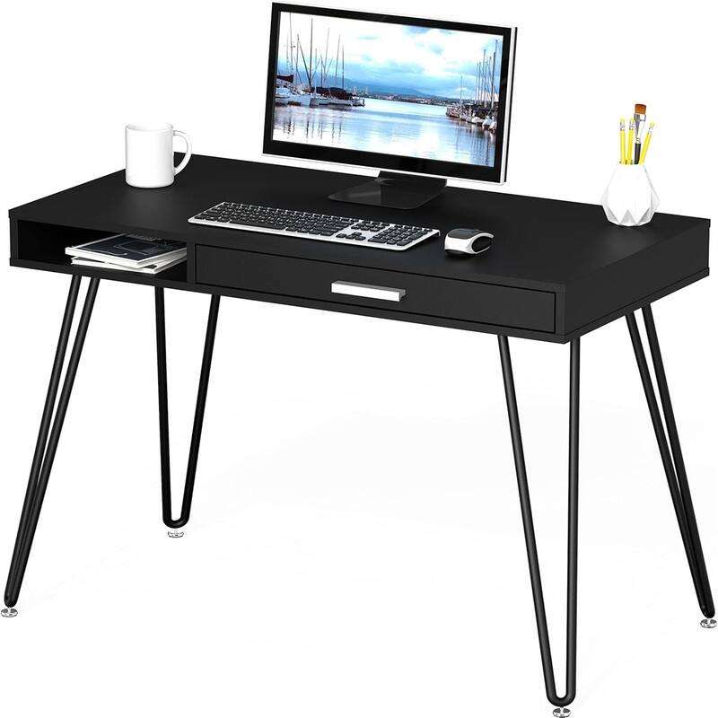 Home Office Computer Hairpin Leg Desk with Drawer - 20"D x 40"W x 29.5"H - Black