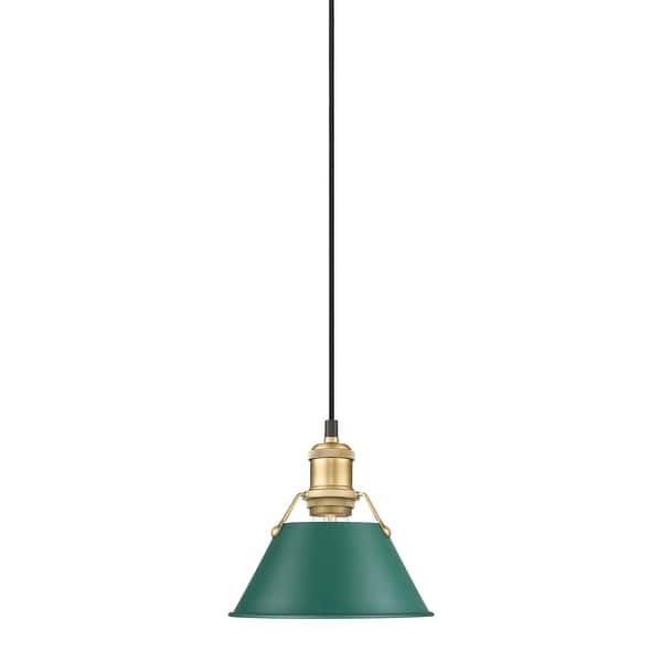 slide 2 of 2, Golden Lighting 3306-S BCB Orwell 8" Wide Mini Pendant Brushed Champagne Bronze / Pine Green Shades