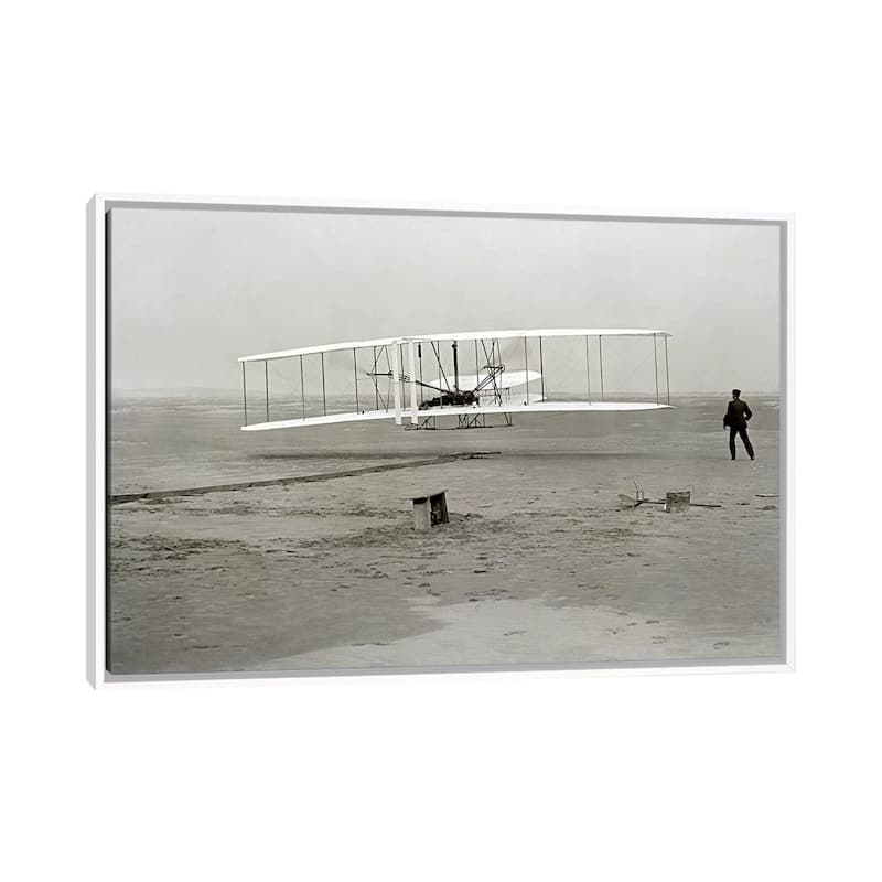 iCanvas "The Wright Brothers - First Flight" by Kitty Hawk Framed Canvas Print - White - 32x48
