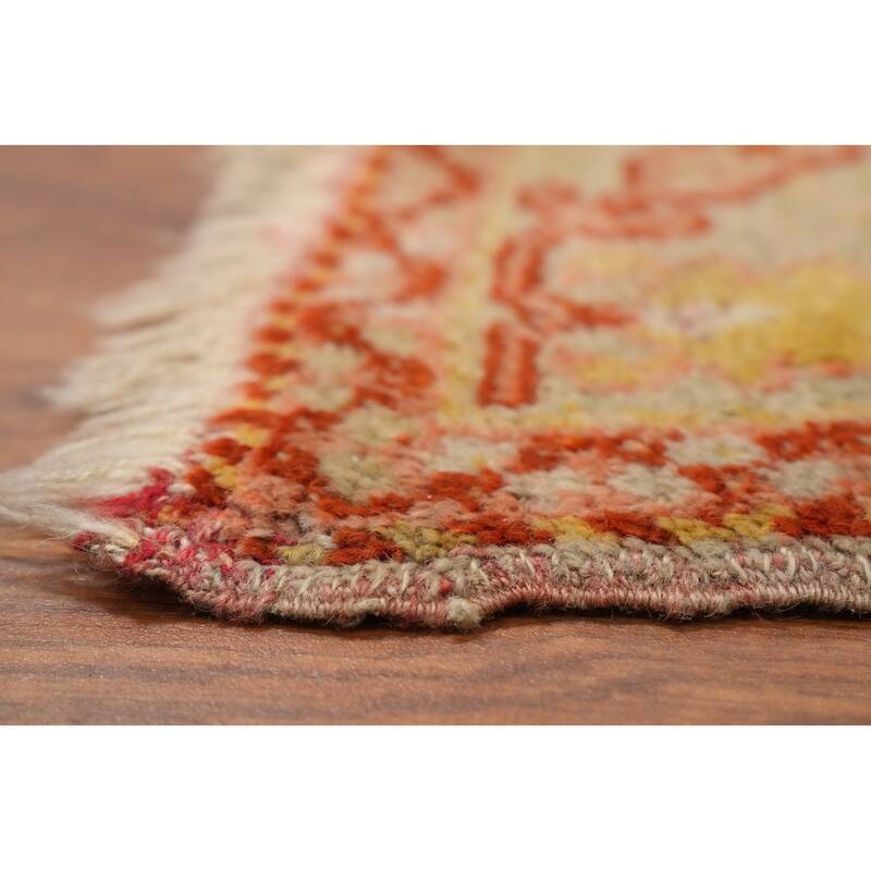 Hand Knotted Oriental 100% Wool Carpet Transitional Geometric Beige & Ivories Oushak Area Rug - 7' 1'' X 4' 4''