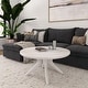 preview thumbnail 22 of 33, Plank and Beam Verso Round Coffee Table - 36" White Sand Wirebrush
