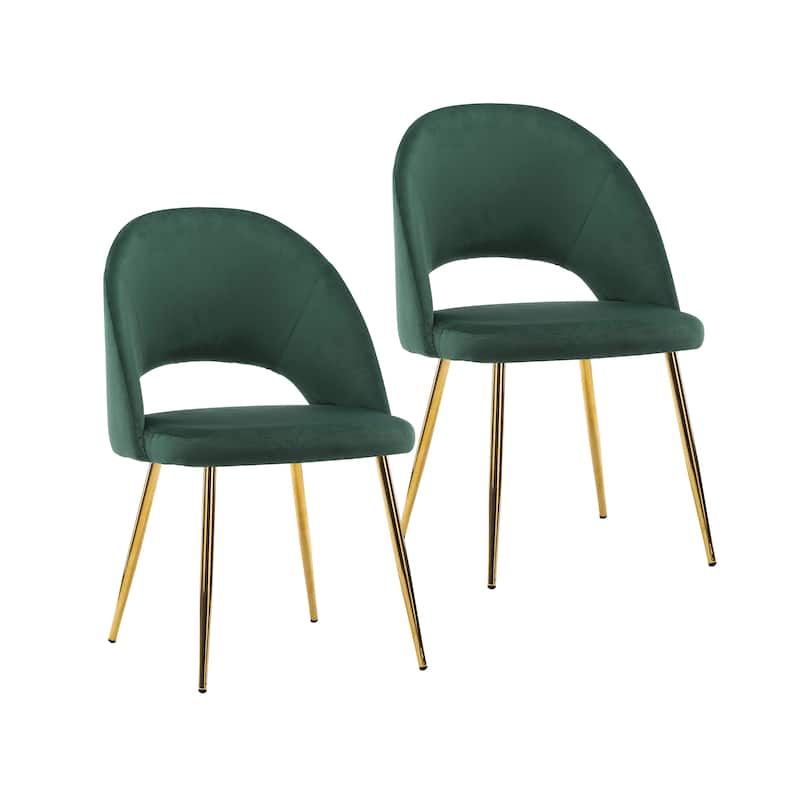 Porthos Home Batia Velvet Dining Chairs w/ Goldtone Metal Legs (Set of 2) - Green