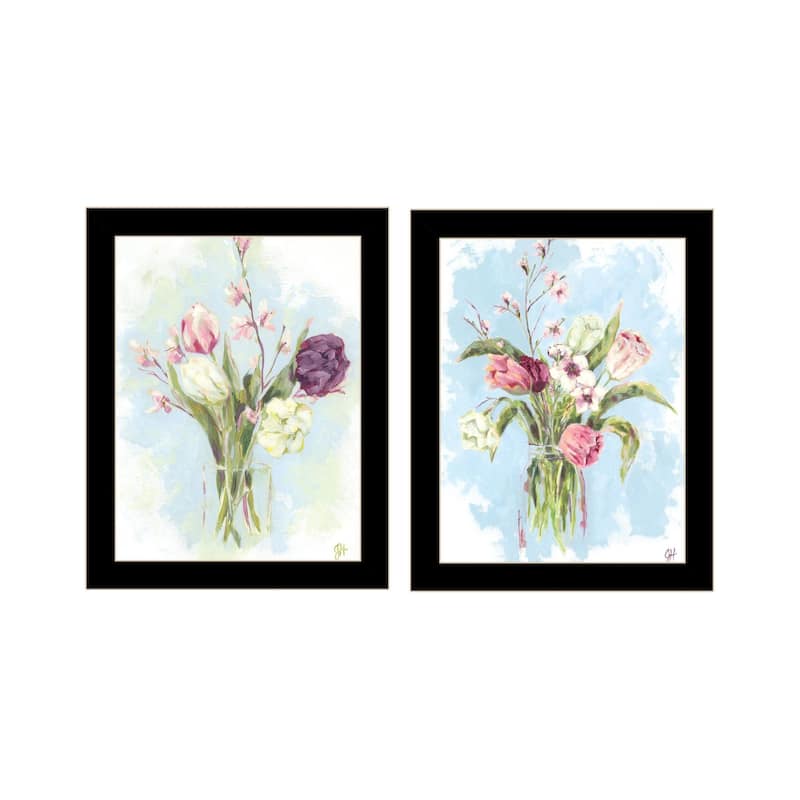 Trendy Decor 4U "Flowers from the Farm" Printed Framed Wall Art by Jennifer Holden - Black - 14 x 18