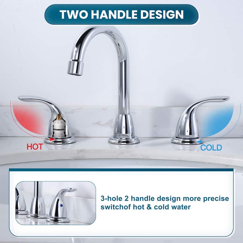WOWOW 8 in. Widespread Double Handle Bathroom Faucet