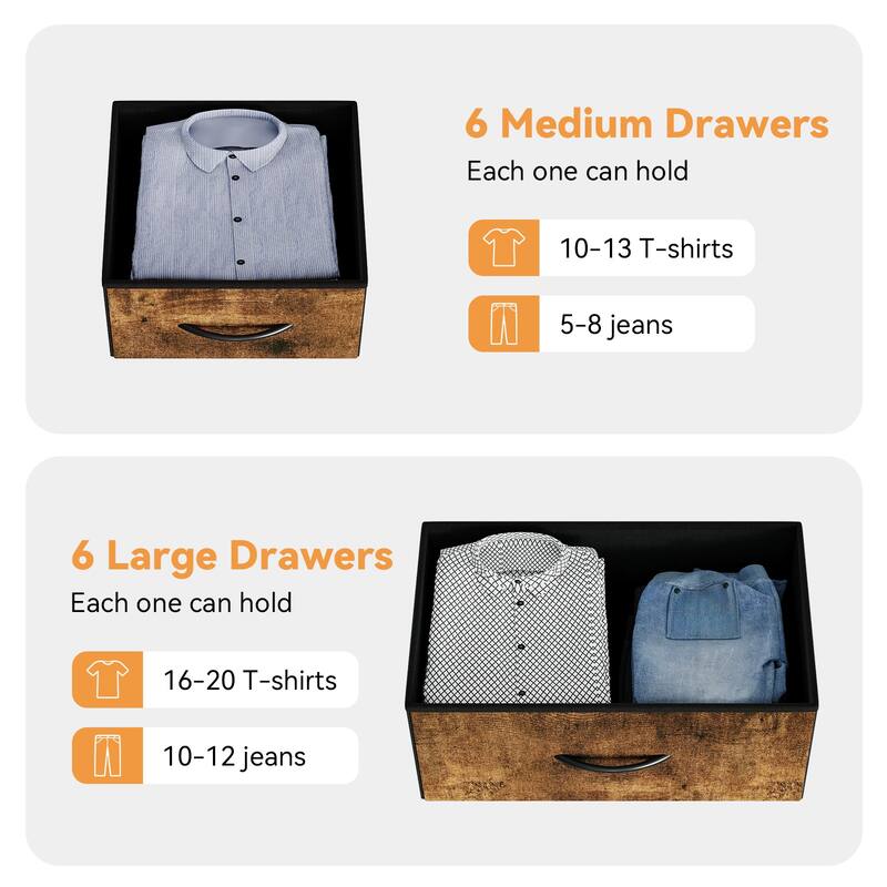 12 Drawer Dresser, Storage Organizer Unit with Fabric