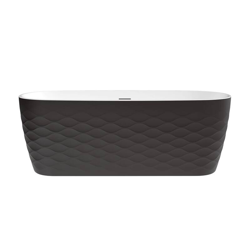 London Freestanding Acrylic Soaking Bathtub - 66.9"L x 31.5"W - Black