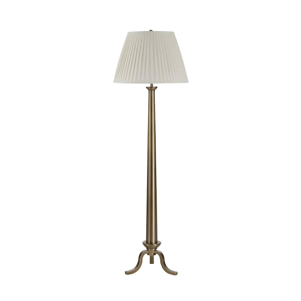 Everren Lucerna 64.75" Tall Dark Antique Brushed Brass Floor Lamp with Tapered Linen Shade