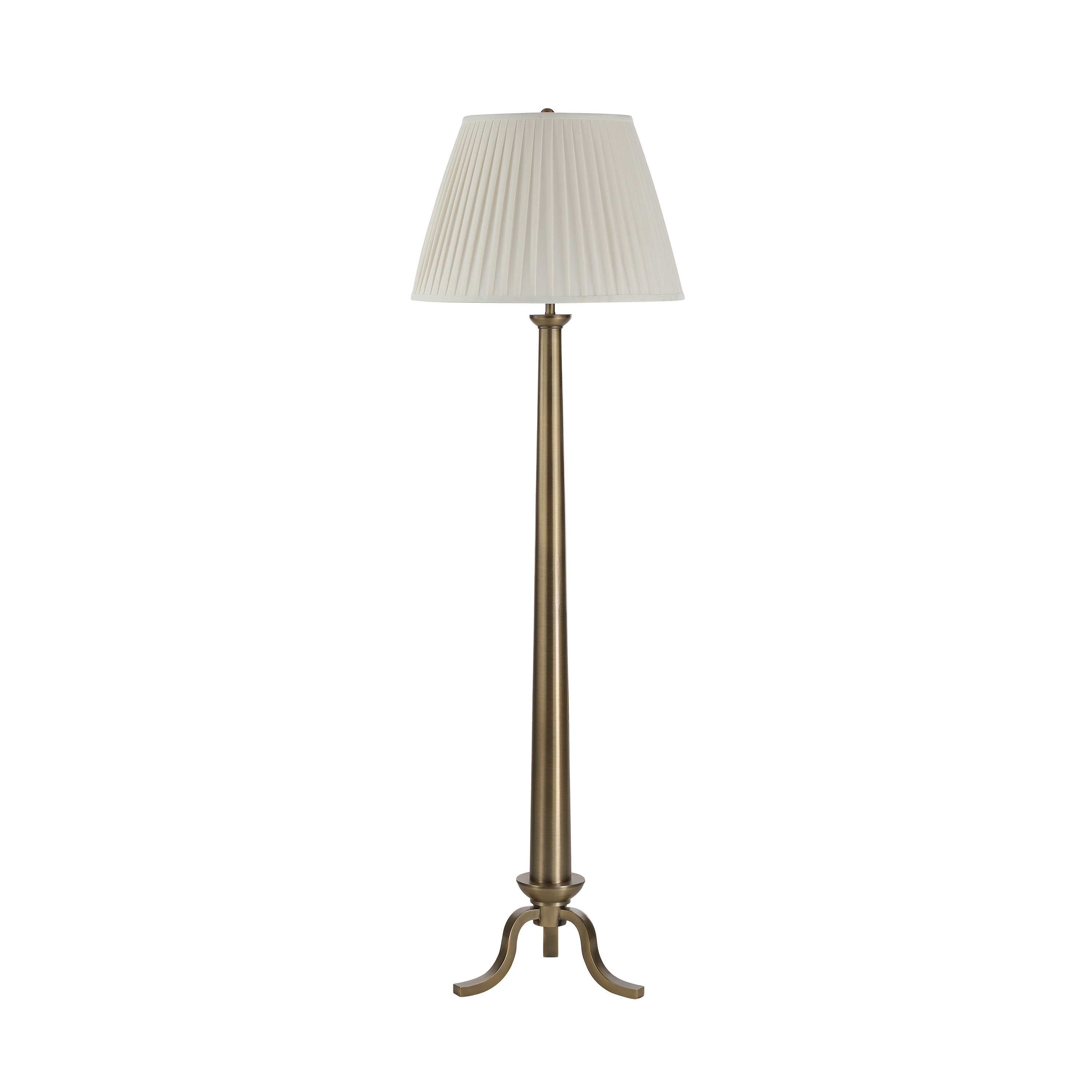 Everren Lucerna 64.75" Tall Dark Antique Brushed Brass Floor Lamp with Tapered Linen Shade