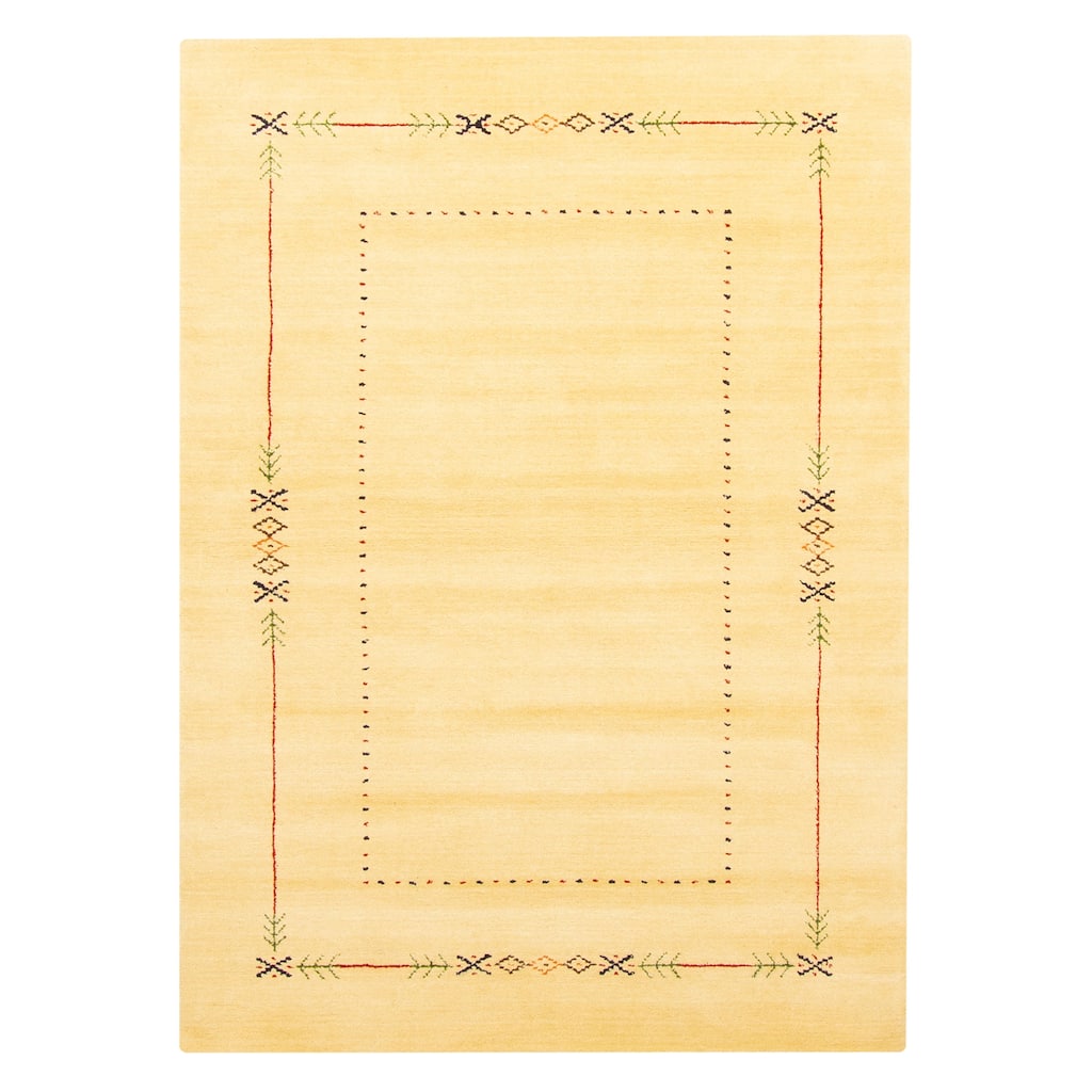 ECARPETGALLERY Hand Loomed Kashkuli Gabbeh Light Gold Wool Rug - 4'0 x 5'9