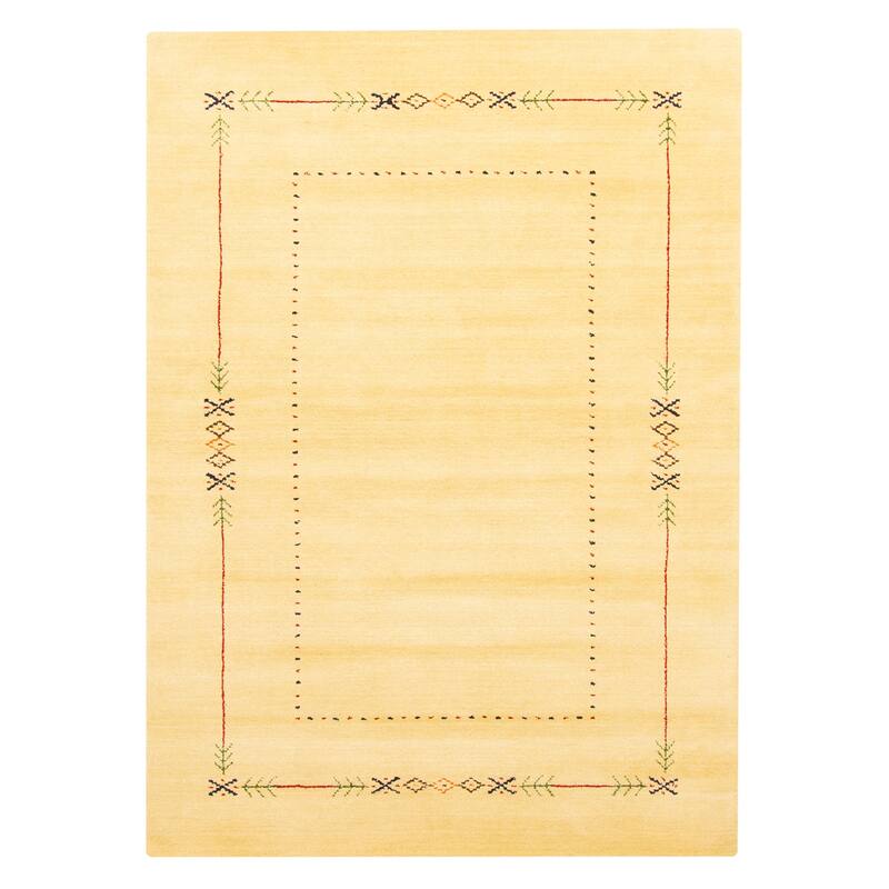 ECARPETGALLERY Hand Loomed Kashkuli Gabbeh Light Gold Wool Rug - 4'0 x 5'9
