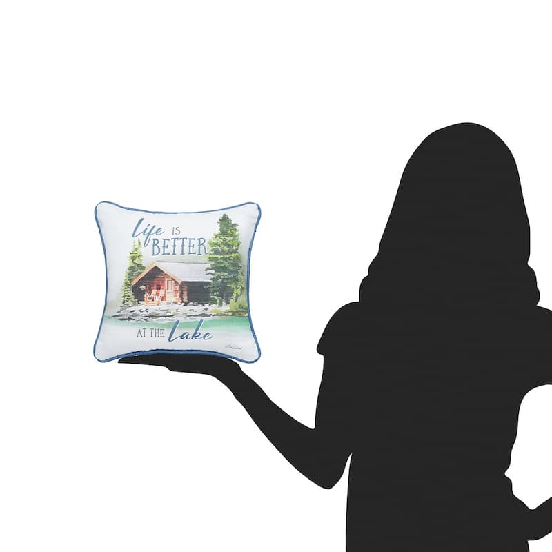 10" x 10" Life Is Better At The Lake Printed Throw Pillow