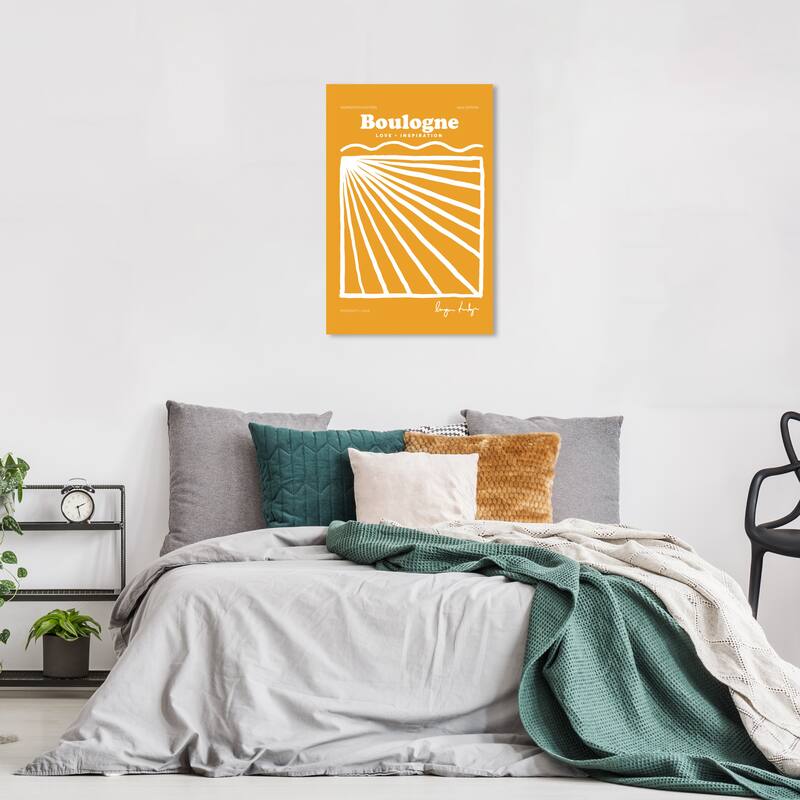 Wynwood Studio Canvas Advertising Boulogne Love Inspiration Yellow and Dark Yellow Modern & Contemporary Wall Art Canvas Print - 16 x 24