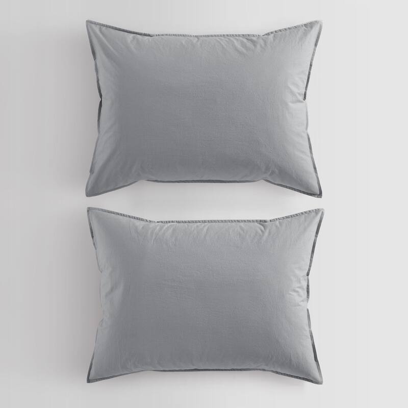 Calvin Klein Washed Percale Solid Cotton Duvet Cover Set
