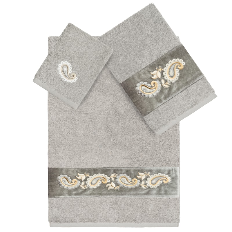 Authentic Hotel and Spa Turkish Cotton Mackenzie 3PC Towel Set - Light Gray