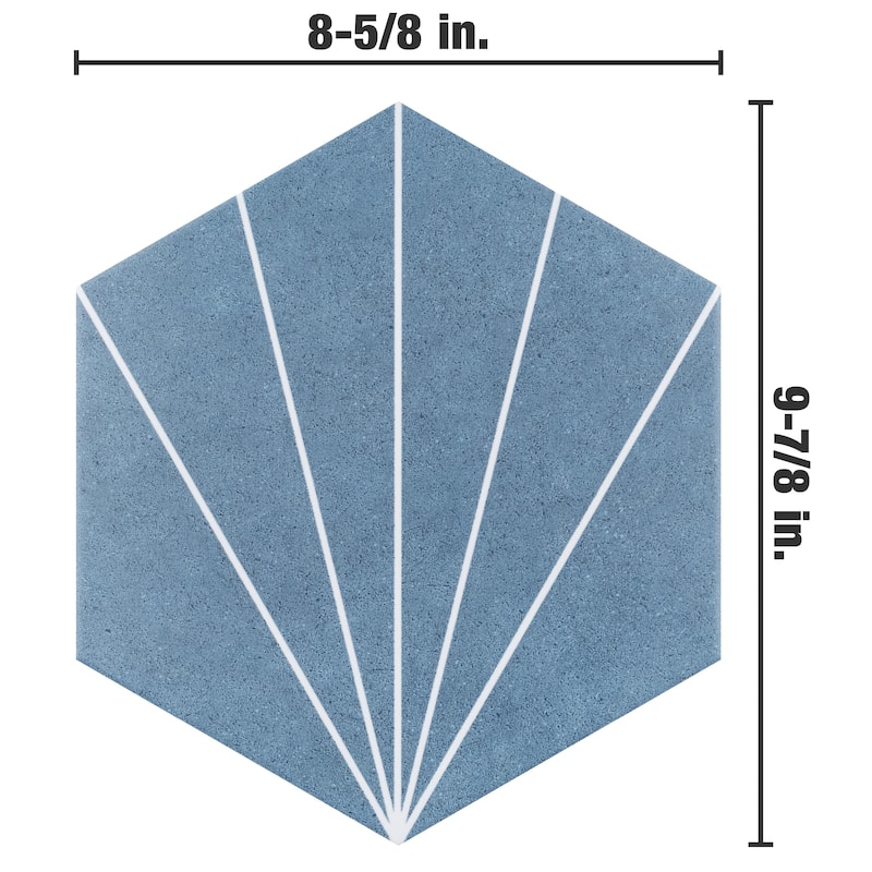 Merola Tile Aster Hex Azul 8-5/8" x 9-7/8" Porcelain Floor and Wall Tile