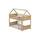 preview thumbnail 19 of 28, Twin Size Rubber Wood House Floor Bunk Bed with Safety Guardrails