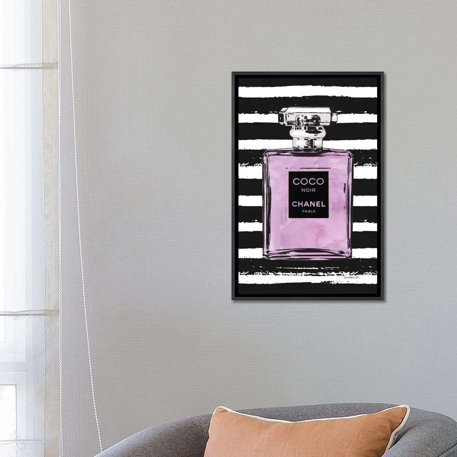 iCanvas Purple Perfume On Black Stripes by Amanda Greenwood Framed - Bed  Bath & Beyond - 37647966