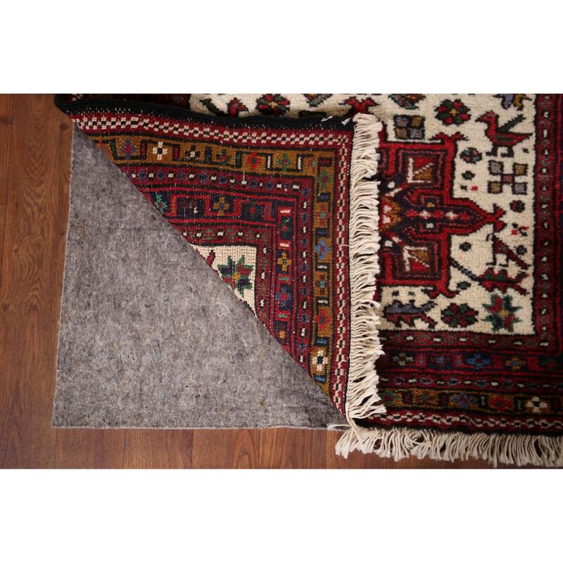 Tribal Gharajeh Persian Runner Rug Handmade Beige Wool Carpet - 2'7"x 9'7"