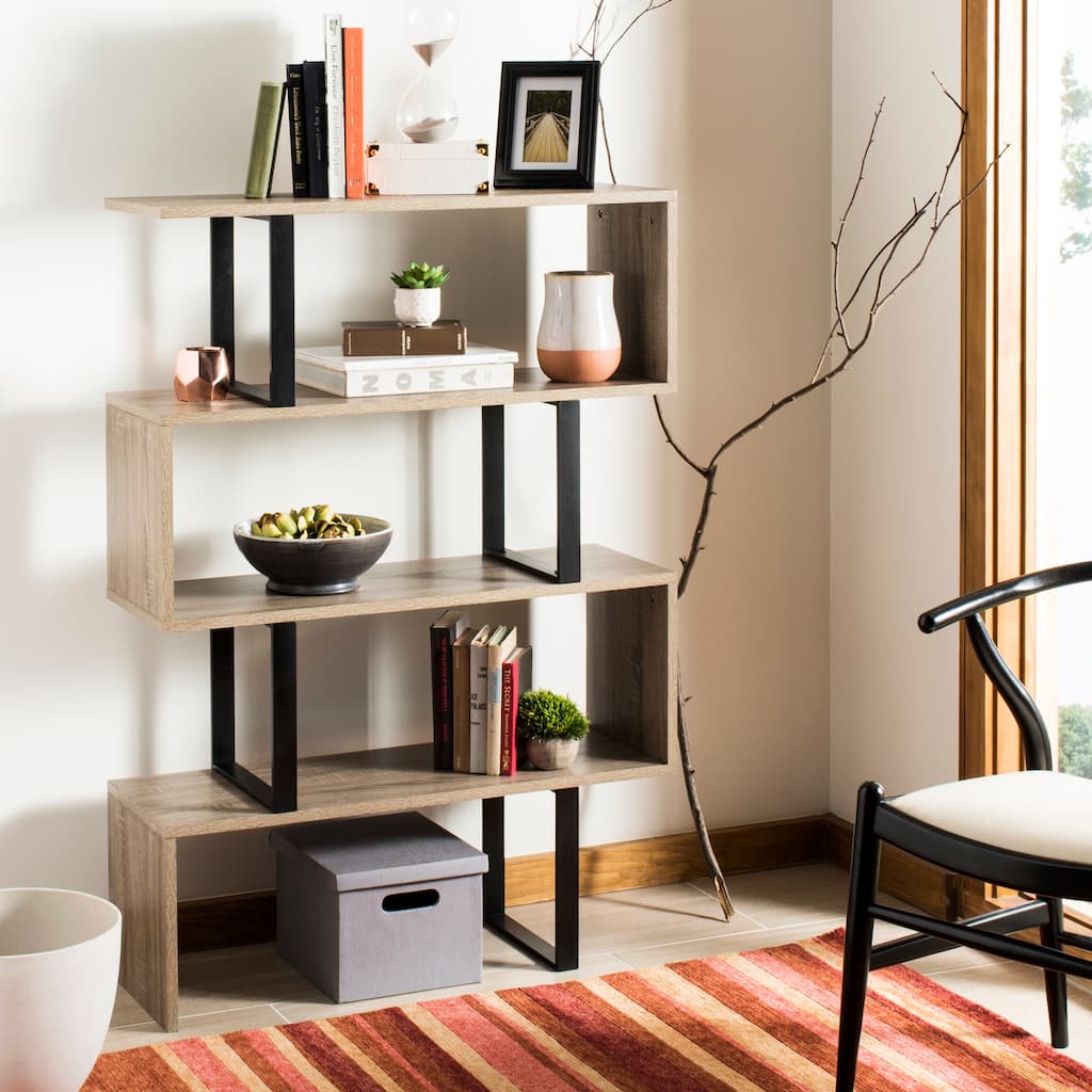 SAFAVIEH Finka Light Brown/ Black Etagere - 35.4' x 11.8' x 50.4' - 35Wx12Dx50H