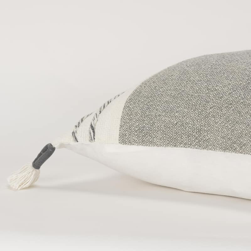 Rizzy Home Woven Striped Square Throw Pillow with Tassels