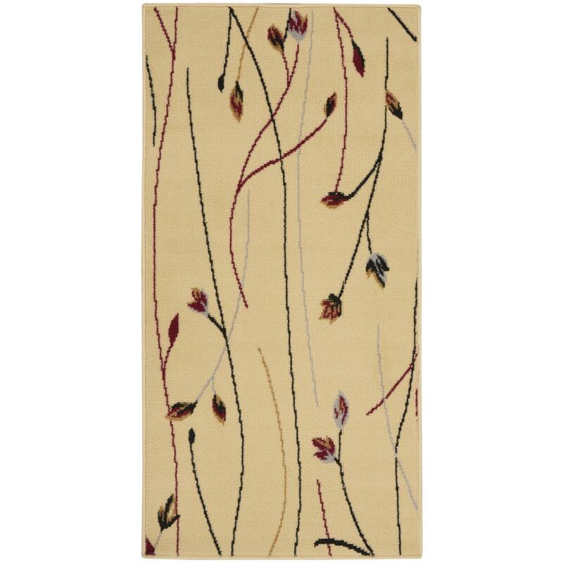Lisuf Power Loomed Floral Traditional Low Pile Area Rug By HomeRoots - 48' X '24' X '0.25