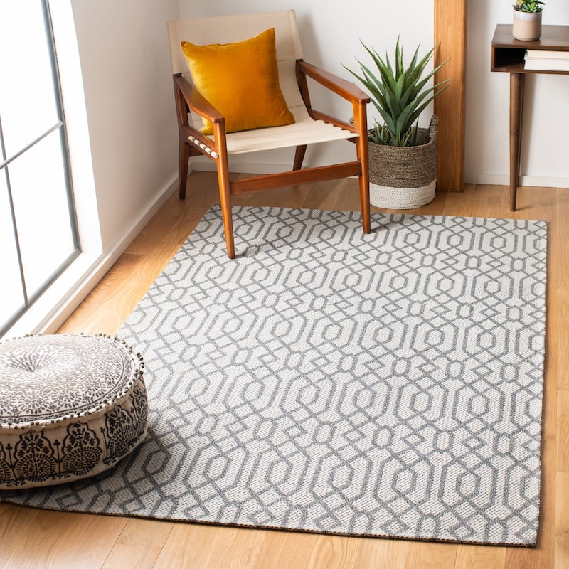 SAFAVIEH Augustine Yolonda Contemporary Cotton Rug - 5' x 7' - Anthracite/Light Grey