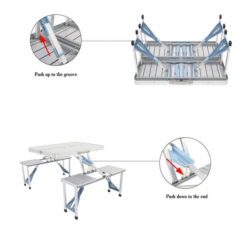 One Piece Folding Camping Table and Chair Aluminum Alloy