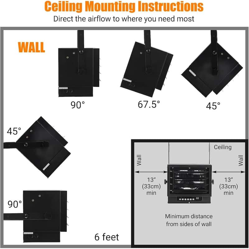 Electric Garage Heater, with Remote, Overheat Protection