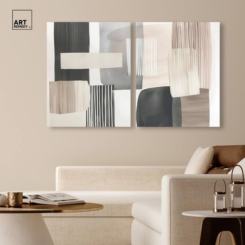 Floating Shapes II Canvas Set of 2 by Art Remedy, Gallery Wrapped