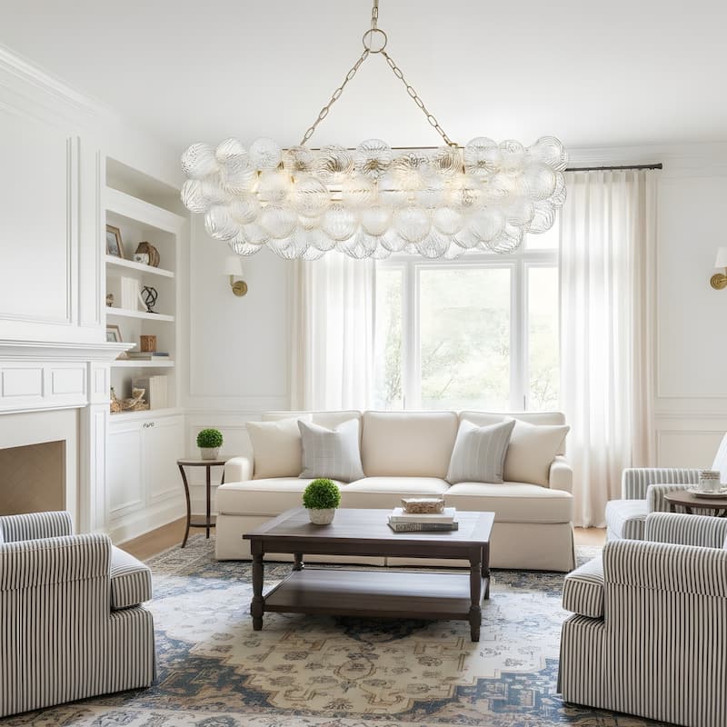 Gold Bubble Ball Chandelier, LED Pendant Light with Glass Globes