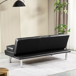 PU Upholstered Modern Convertible Folding Futon Sofa Bed Removable ...