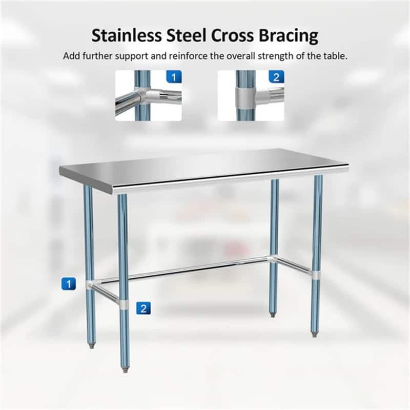 48 X 24 Inch Open Base Stainless Steel Table - N/A