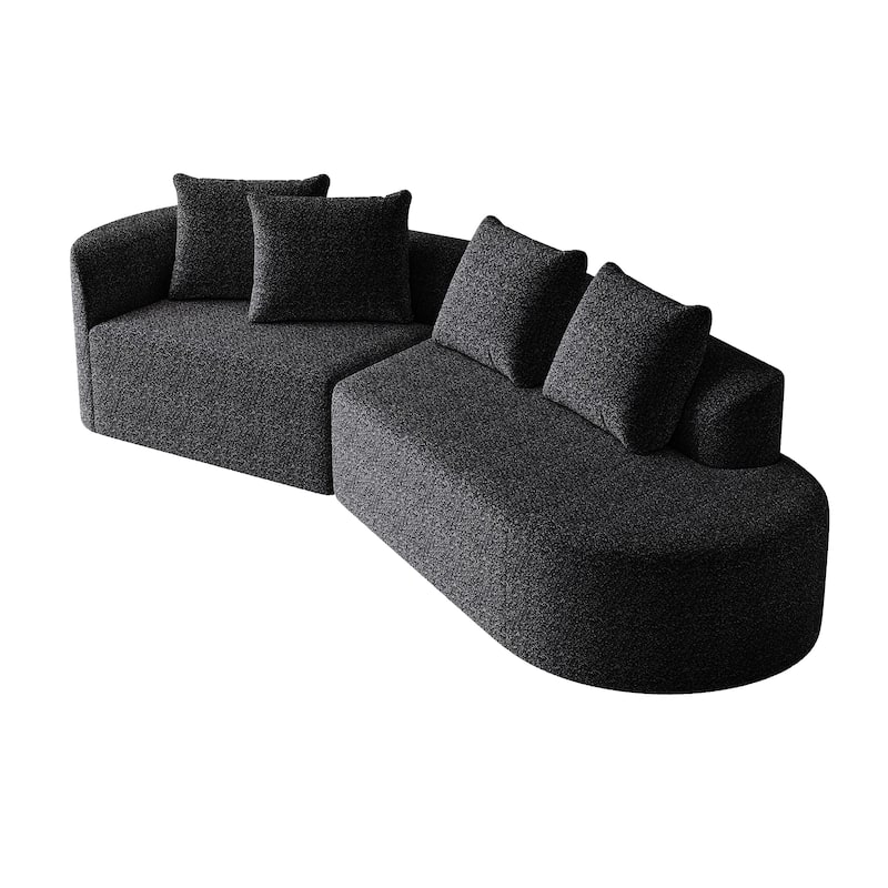 Modern Chenille Upholstered Sectional Sofa Free Combination 4 Seater Extra Deep & Wide Curved Cloud Couch with Throw Pillows