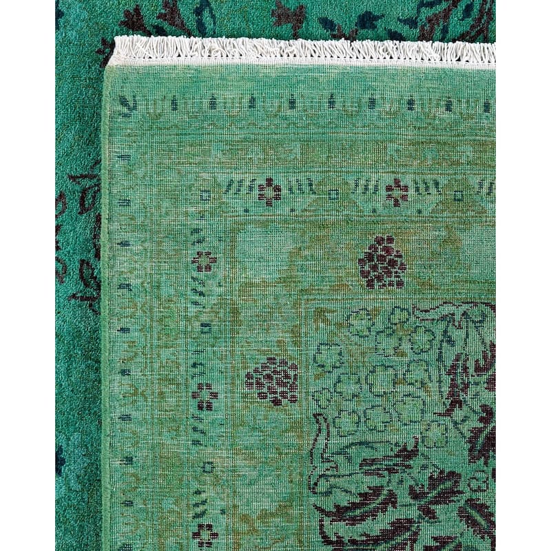 Fine Vibrance, One-of-a-Kind Hand-Knotted Area Rug - Green, 9' 2" x 12' 1" - 9' 2" x 12' 1"