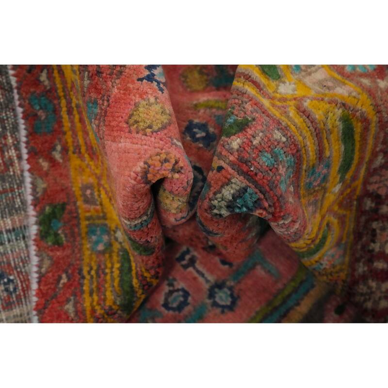 Hand Knotted Oriental 100% Wool Carpet Traditional Geometric Greys & Charcoal Hamedan Runner Rug - 9' 2'' X 3' 6''