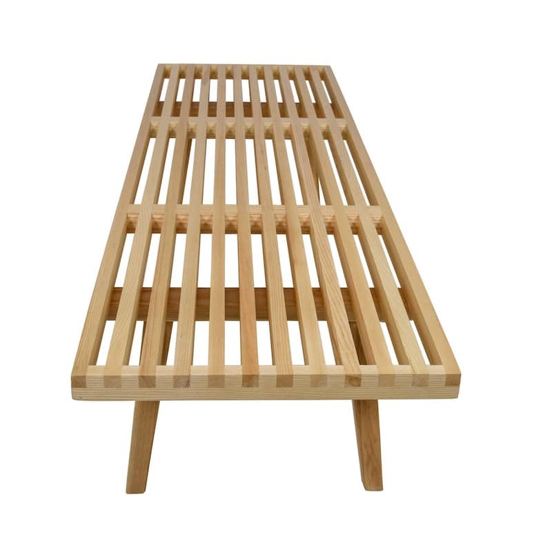 Inwood Solid Wood Entryway Bench with Slatted Seat, Rubberwood Frame, Beech Legs, Indoor Shoe Rack & Storage, Stained Finish
