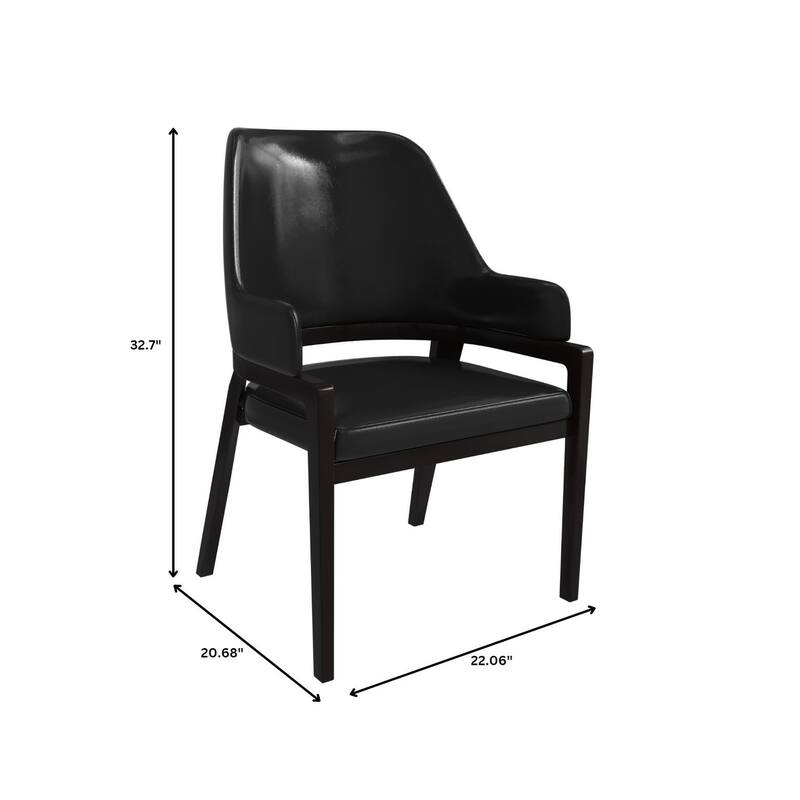 Ethora Leather Dining Chair with Curved Open Back and Rubberwood Legs