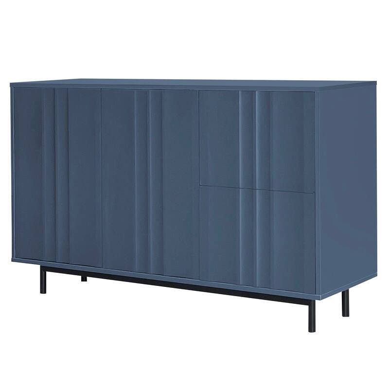 Wave Pattern Buffet Storage Cabinet with 2 Doors and 2 Drawers, Sideboard Cabinet Table with Adjustable Shelf