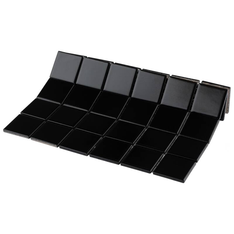 Merola Tile Metro Quad Matte Black 12" x 12" Porcelain Mosaic Tile