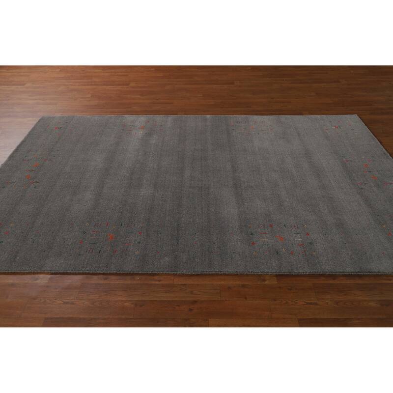 Hand Knotted Oriental 100% Wool Carpet Tribal Tribal Greys & Charcoal Gabbeh Area Rug - 8' 3'' X 5' 1''