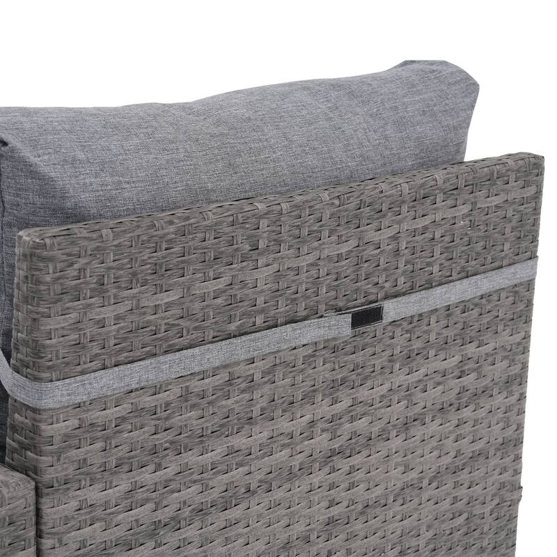 7-Piece 5 Person Patio Free Combination Wicker Conversation Set With Waterproof Cushions and Firepit Table