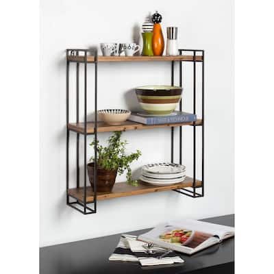 Kate and Laurel Lintz Wood and Metal Floating Wall Shelves - 26x30.5