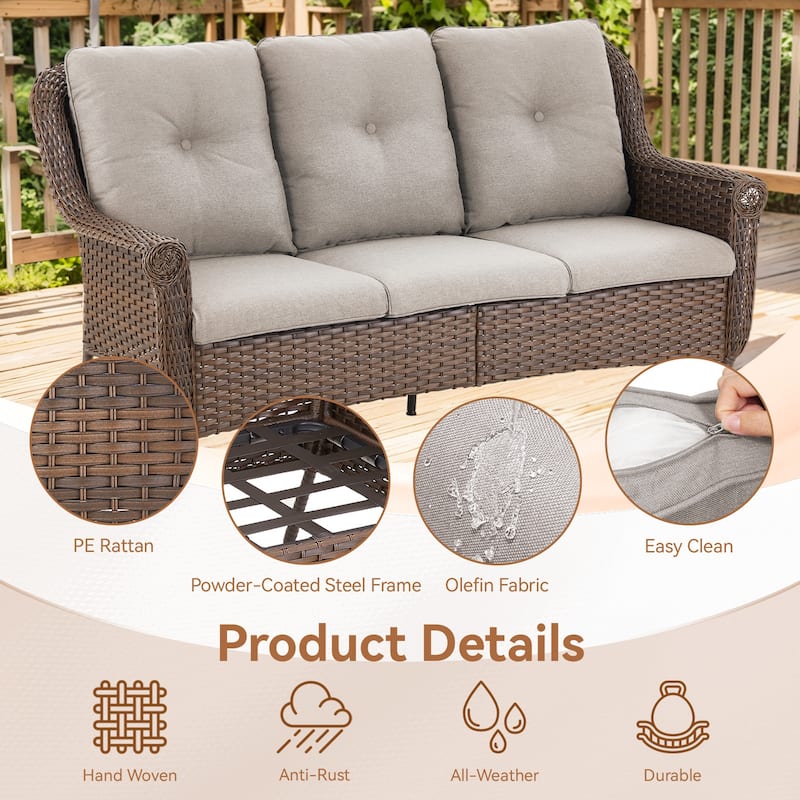 Patio Furniture Outdoor Couch 3 Seater Sofa