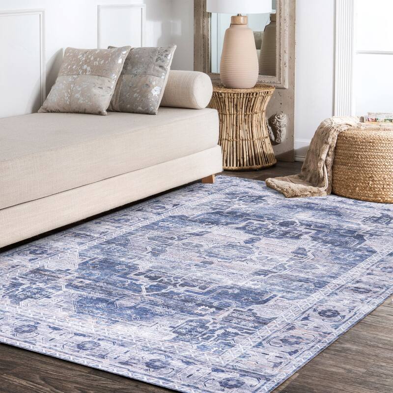 JONATHAN Y Dalyan Ornate Medallion Machine Washable Area Rug