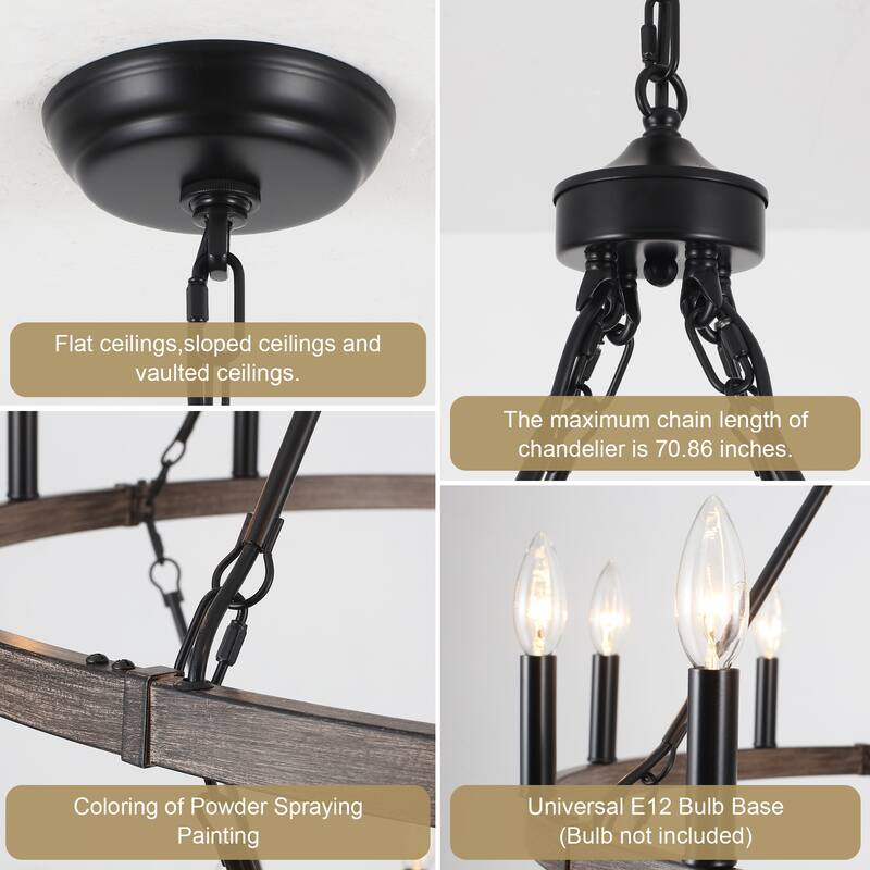 20-Light 39.17-inch Two Tier Wagon Wheel Chandelier for Kitchen