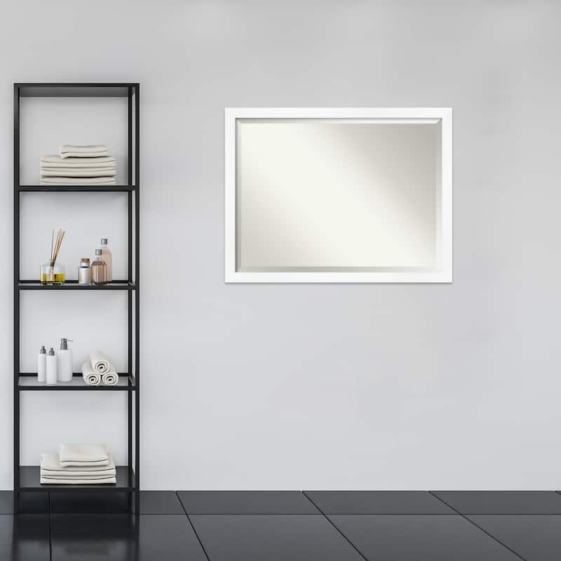 Beveled Wall Mirror - Cabinet White Narrow Frame - Cabinet White Narrow